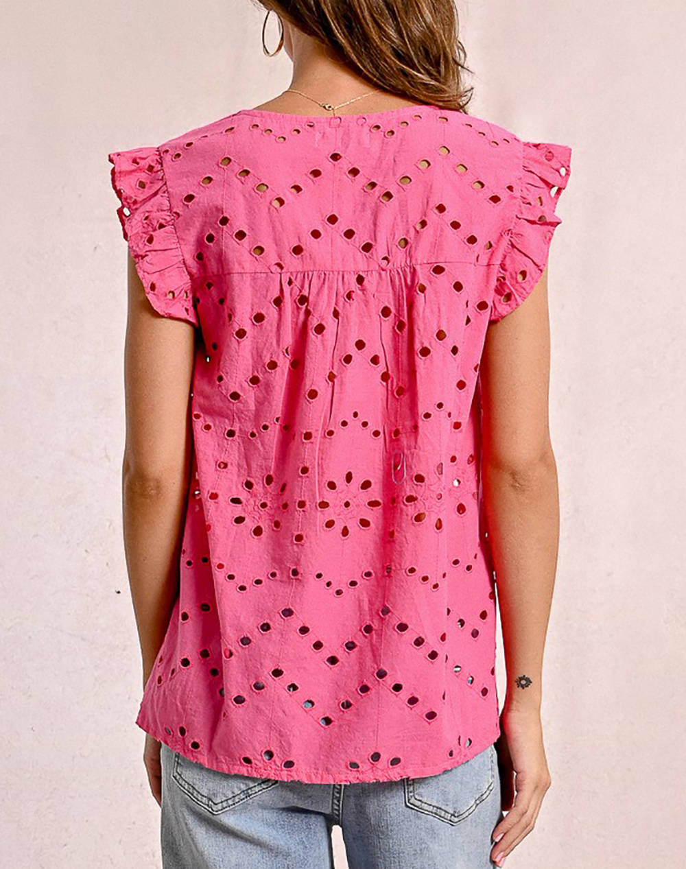 MOLLY BRACKEN LADIES WOVEN TOP Z580DE-PINK Pink φωτογραφία