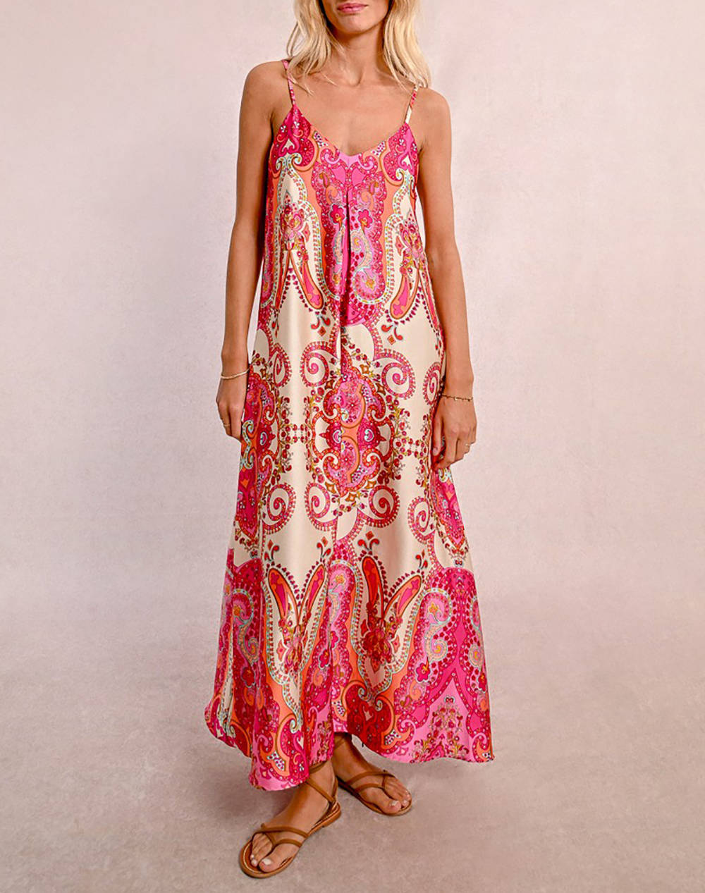 MOLLY BRACKEN MOLLY BRACKEN LADIES WOVEN DRESS LA1668DE-PINK DAPHNE Pink