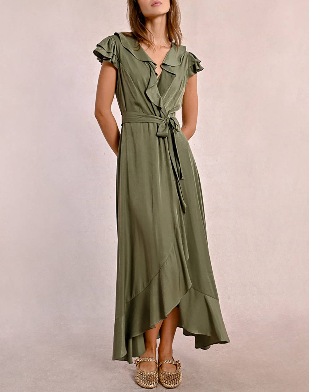 MOLLY BRACKEN MOLLY BRACKEN LADIES WOVEN DRESS LA1688DP-KHAKI Khaki