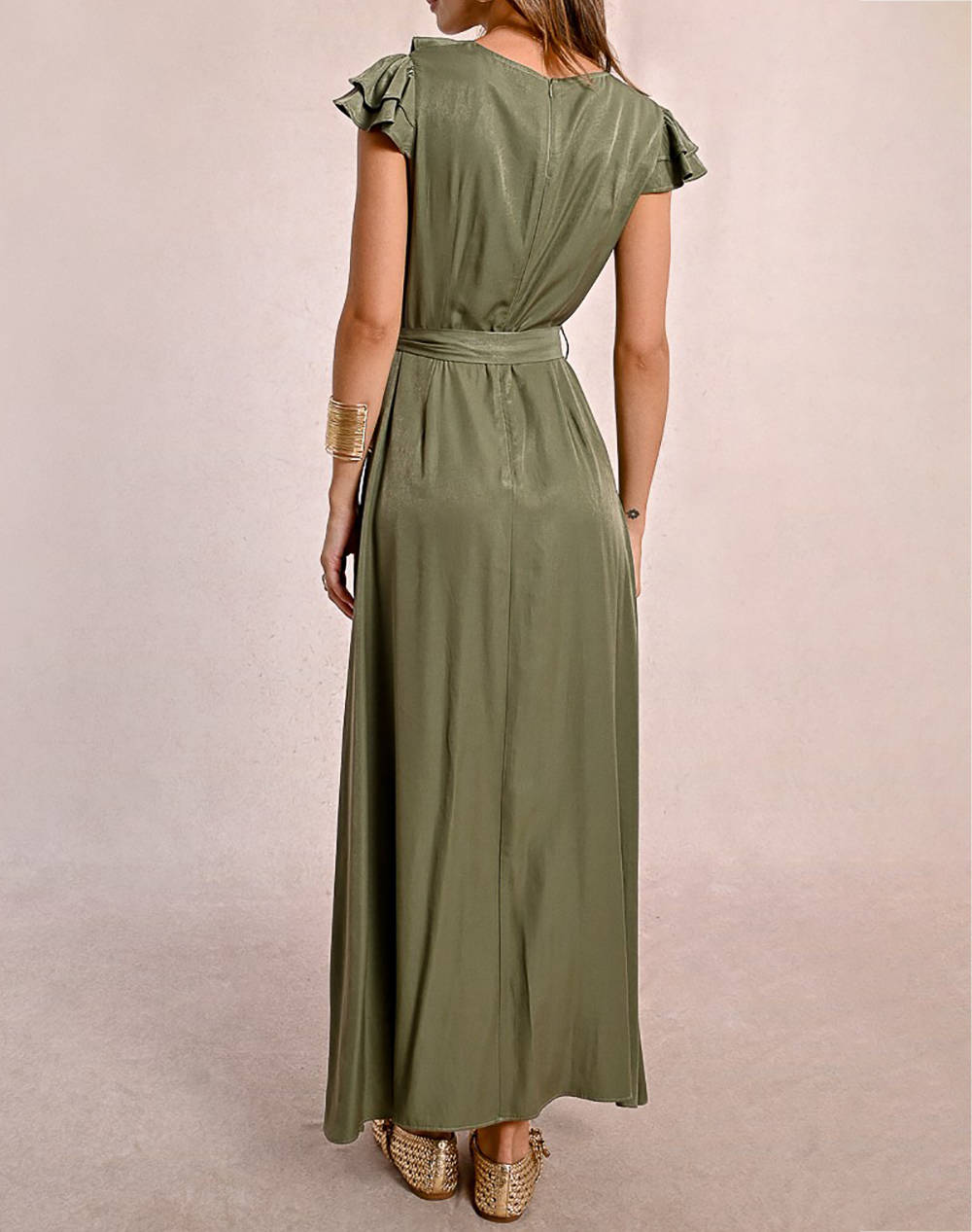 MOLLY BRACKEN LADIES WOVEN DRESS LA1688DP-KHAKI Khaki φωτογραφία