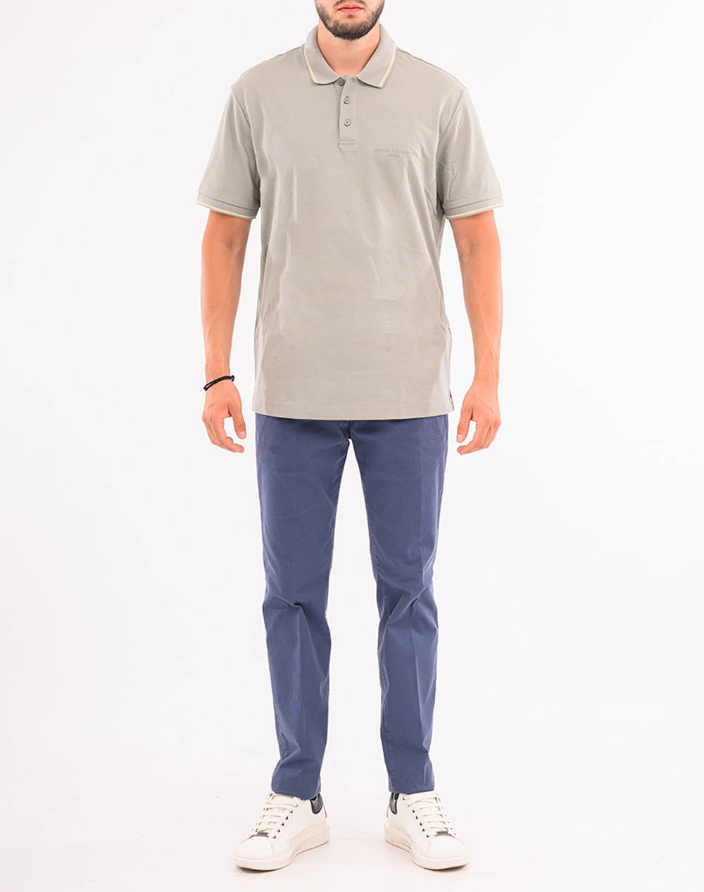 Armani Exchange Polo Shirt Xm000489Af13026-U8051 Lightgray ανδρικά ρούχα μπλούζες Politikos Shop Πολιτικός