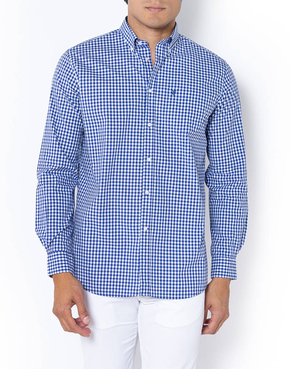 THE BOSTONIANS THE BOSTONIANS ΠΟΥΚΑΜΙΣΟ MAVERICK ΠΟΠΛΙΝΑ REGULAR FIT MedCheck POPLIN Button-down Regular fit 3AACH8581-SAX Blue