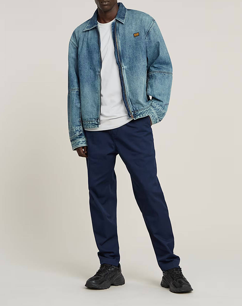 G-Star Pleated Chino Relaxed Tapered D24543-D967-C742 Darkblue ανδρικά ρούχα παντελόνια Chinos Politikos Shop Πολιτικός
