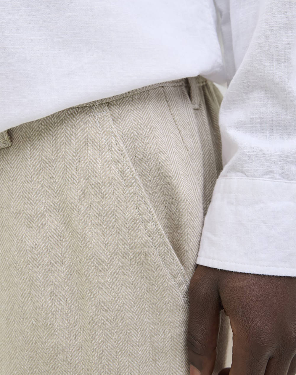 Jack Jones Jpstkarl Mykonos Chino 12269371-Crockeryherringbone Biege ανδρικά ρούχα παντελόνια Chinos Politikos Shop Πολιτικός