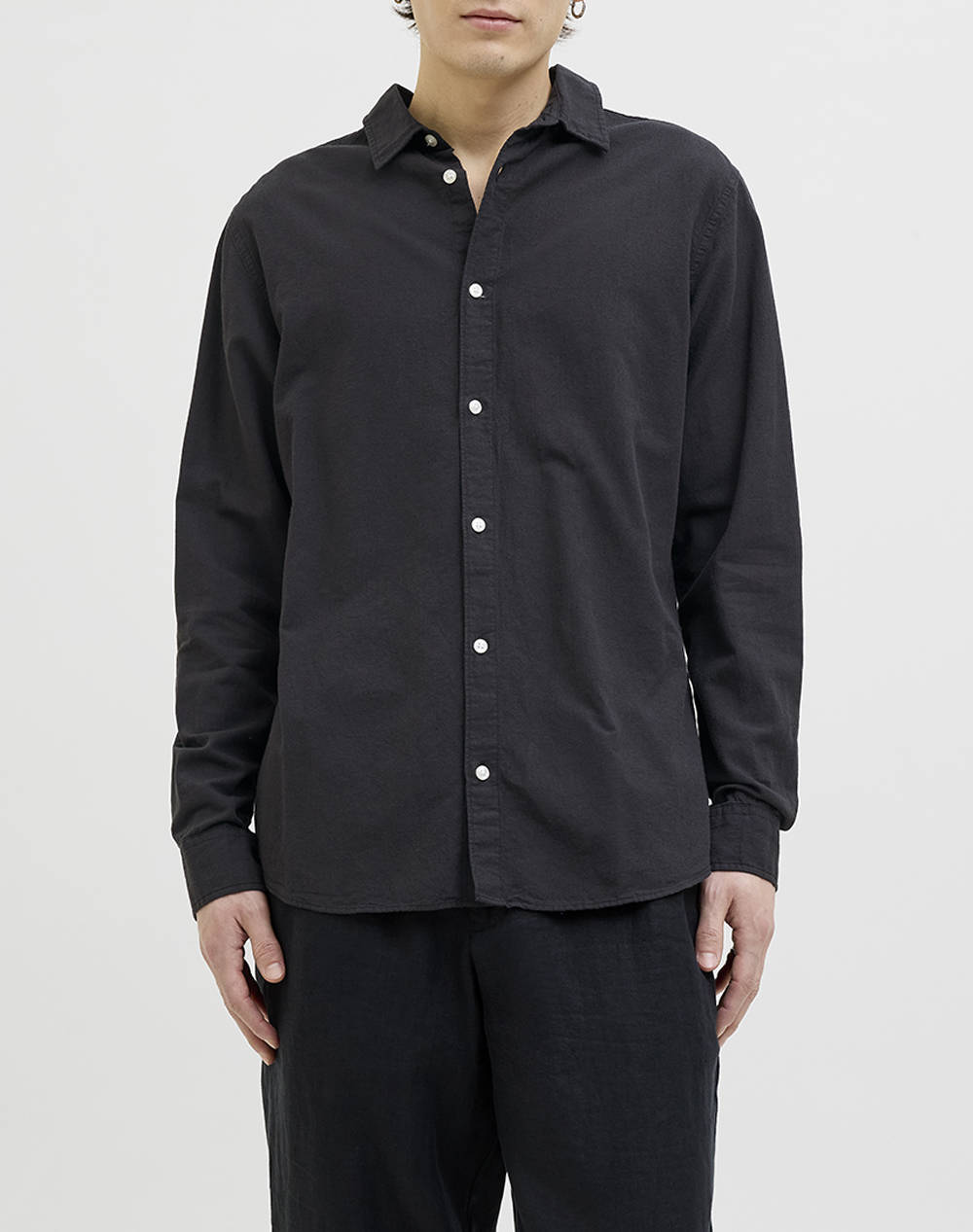 JACK&JONES JJEBREEZE LINEN BLEND SHIRT LS SN 12268964-BLACK Black