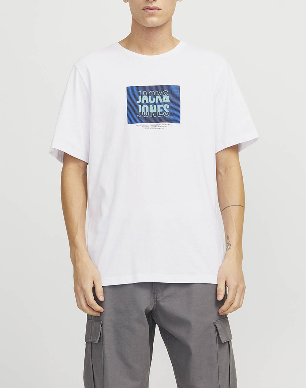 JACK&JONES JACK&JONES JJHUDSON TEE SS CREW NECK LN 12268477-WHITE White