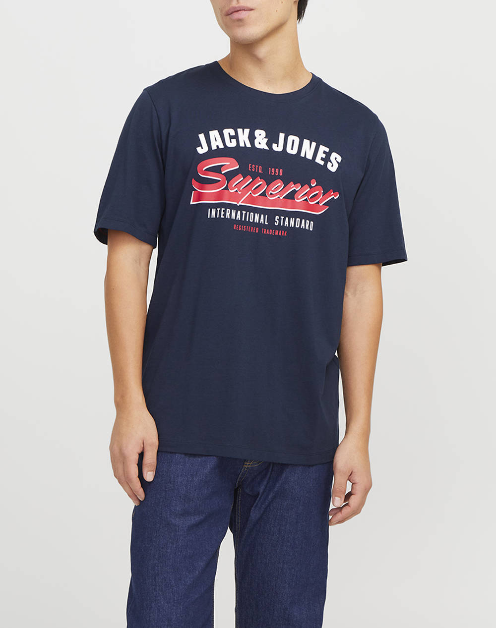 JACK&JONES JJELOGO TEE SS O-NECK 2 COL SS25 SN 12268267-Sky Captain DarkBlue