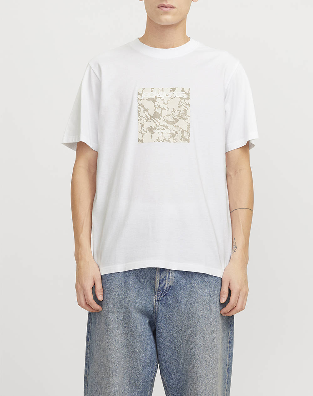 JACK&JONES JACK&JONES JCOTARMAC CAMO FRONT TEE SS CREW NECK LN 12273239-BRIGHT WHITE White