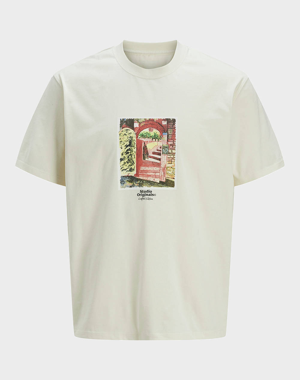 JACK&JONES JACK&JONES JORPAROS GRAPHIC FRONT TEE SS CREW 12273494-Antique White OffWhite