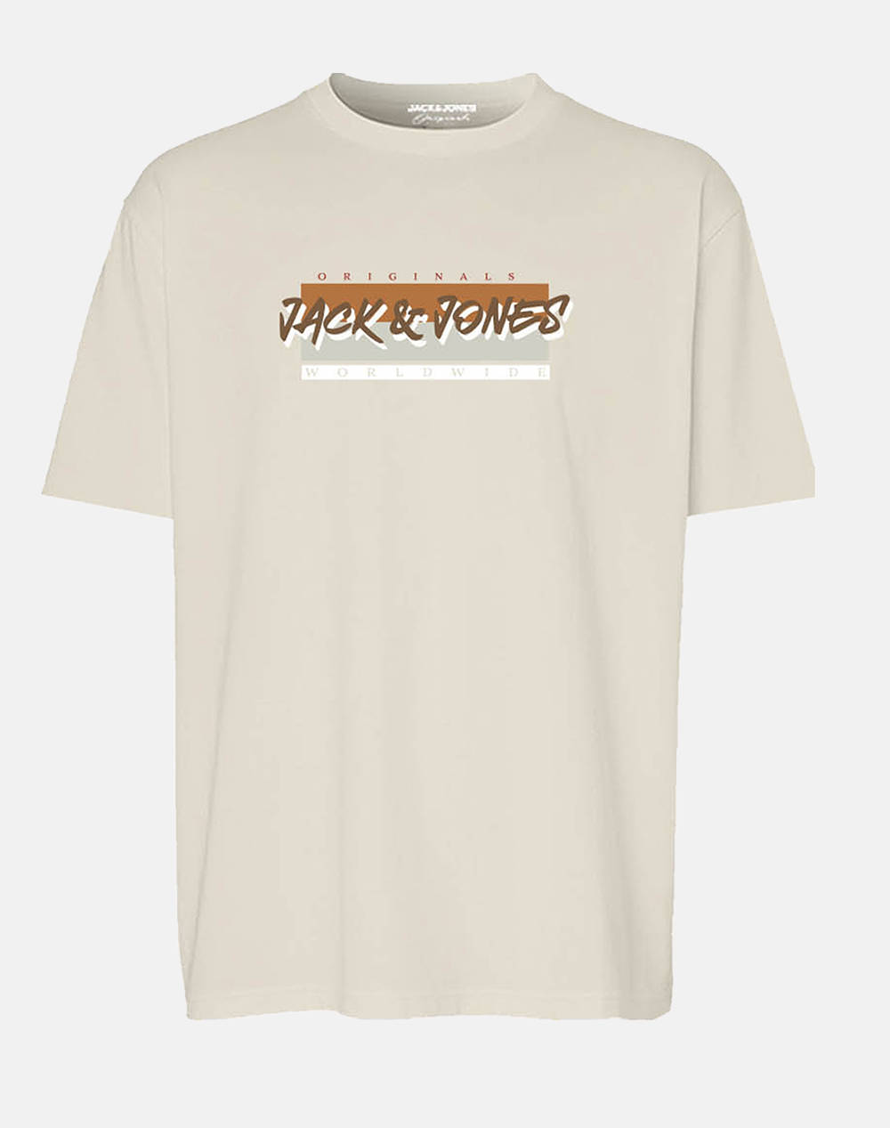JACK&JONES JORVARENNA TEE SS CREW NECK FST 12277944-Antique White Biege