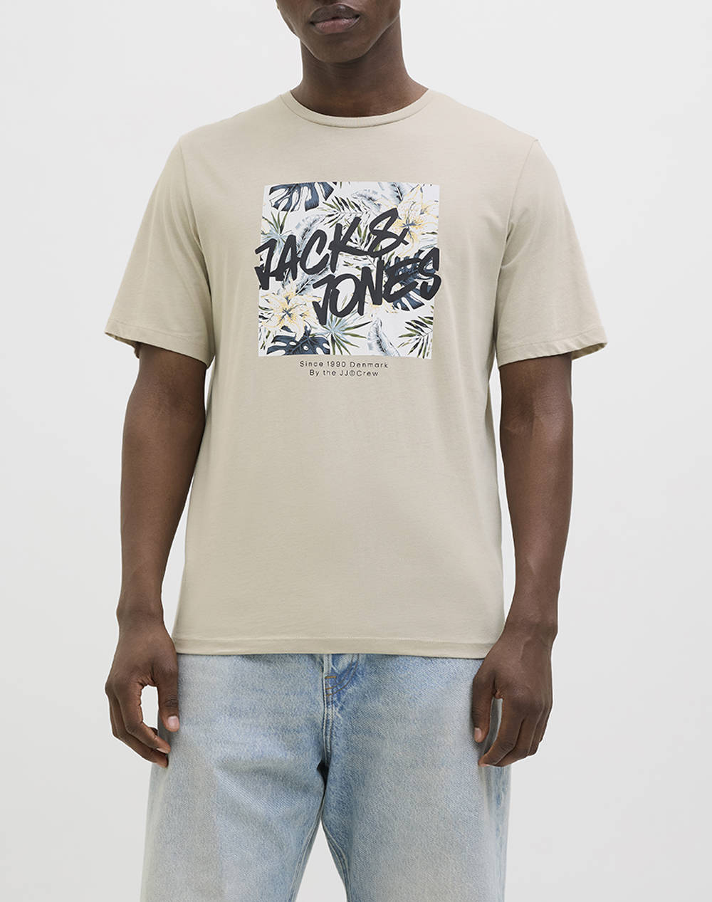 JACK&JONES JJHAWAII SHAPE TEE SS CREW NECK LN 12269324-Moonbeam Biege