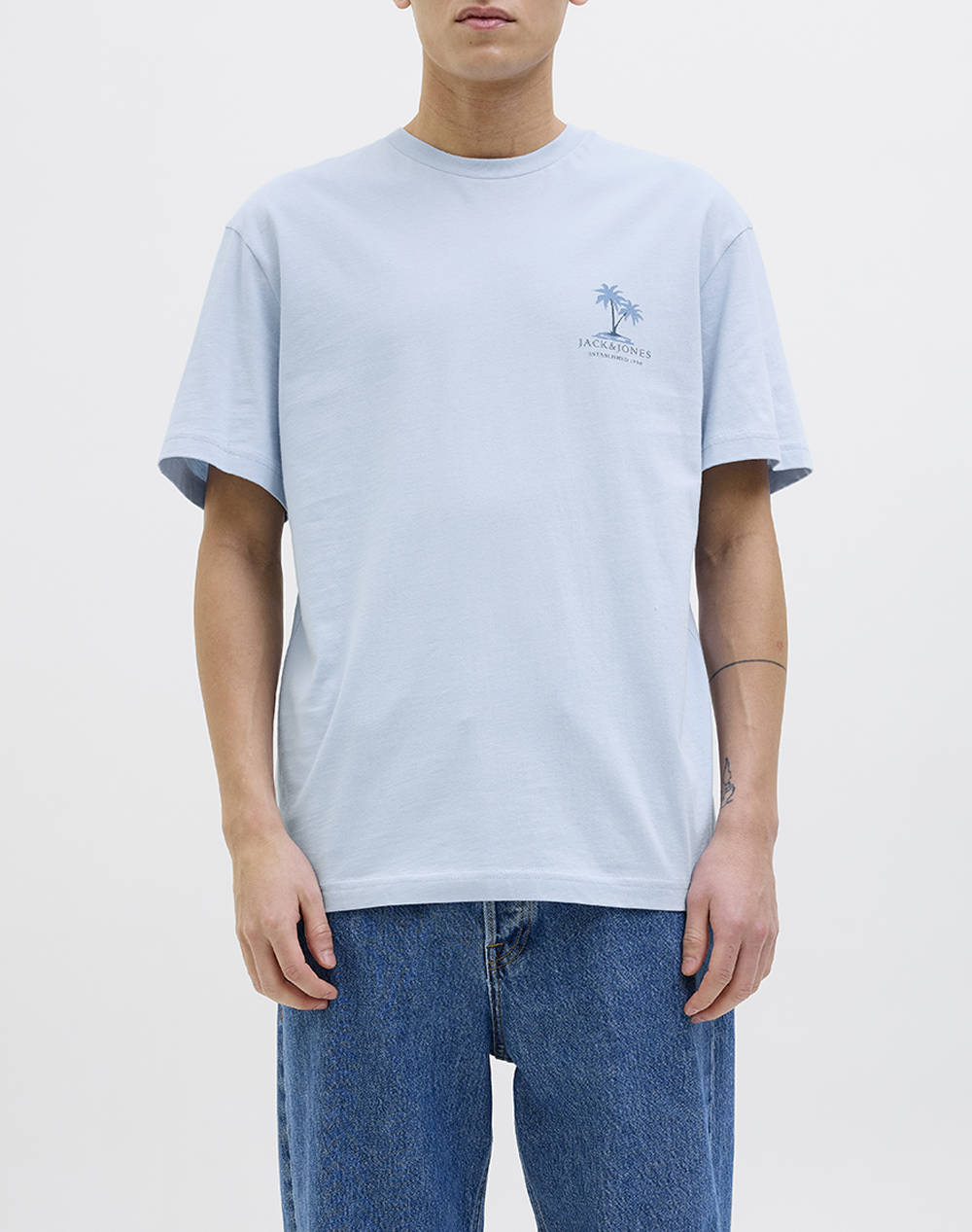 JACK&JONES JJSUMMER VIBES TEE SS CREW NECK LN 12269372-Chambray Blue LightBlue