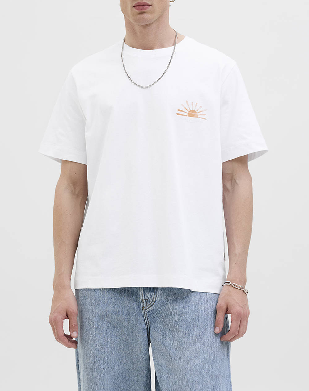 JACK&JONES JORCANGGU SUMMER PICTURE TEE SS CN 12277229-BRIGHT WHITE White