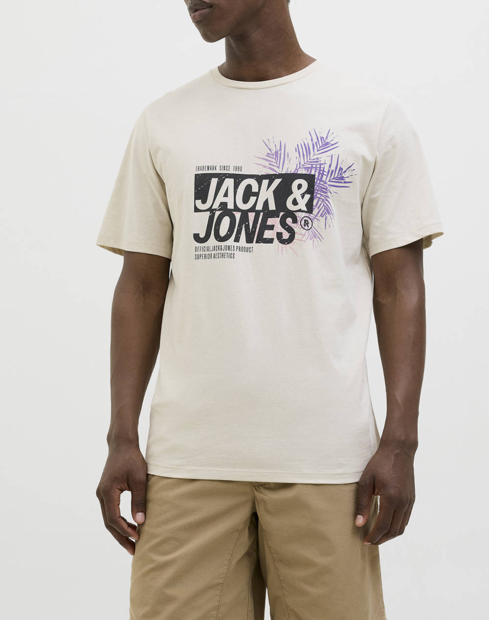 JACK&JONES JJJAXON TEE SS CREW NECK LN 12269390-Moonbeam Ecru