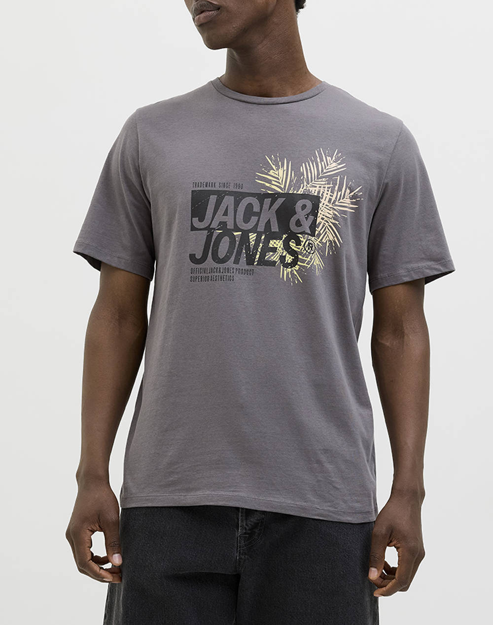 JACK&JONES JJJAXON TEE SS CREW NECK LN 12269390-Castlerock Gray