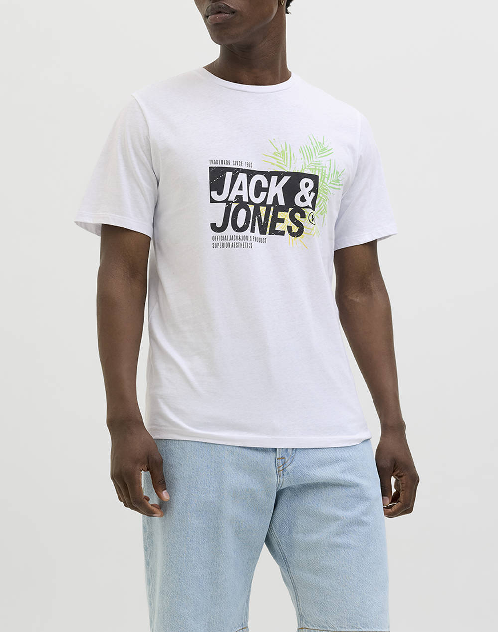 JACK&JONES JJJAXON TEE SS CREW NECK LN 12269390-WHITE White