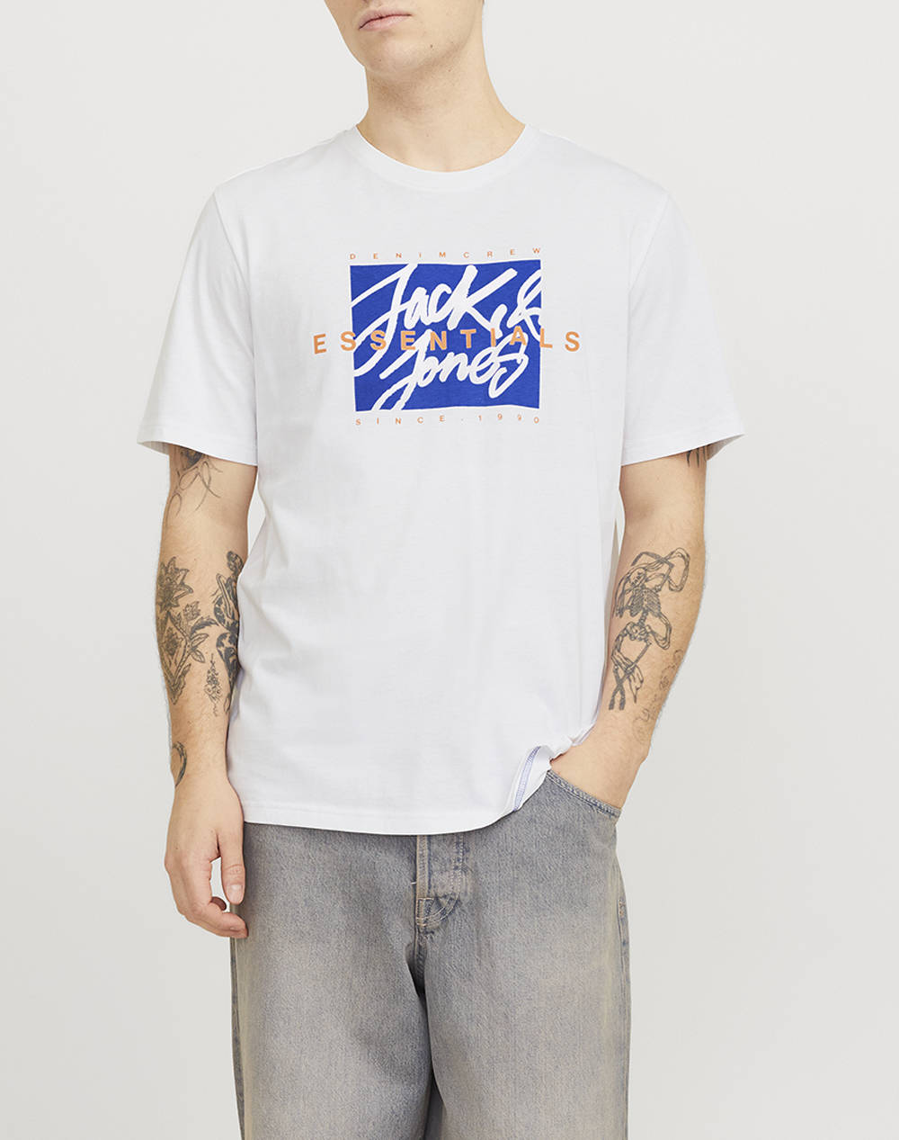 JACK&JONES JJCOLTON TEE SS CREW NECK LN 12268439-WHITE White