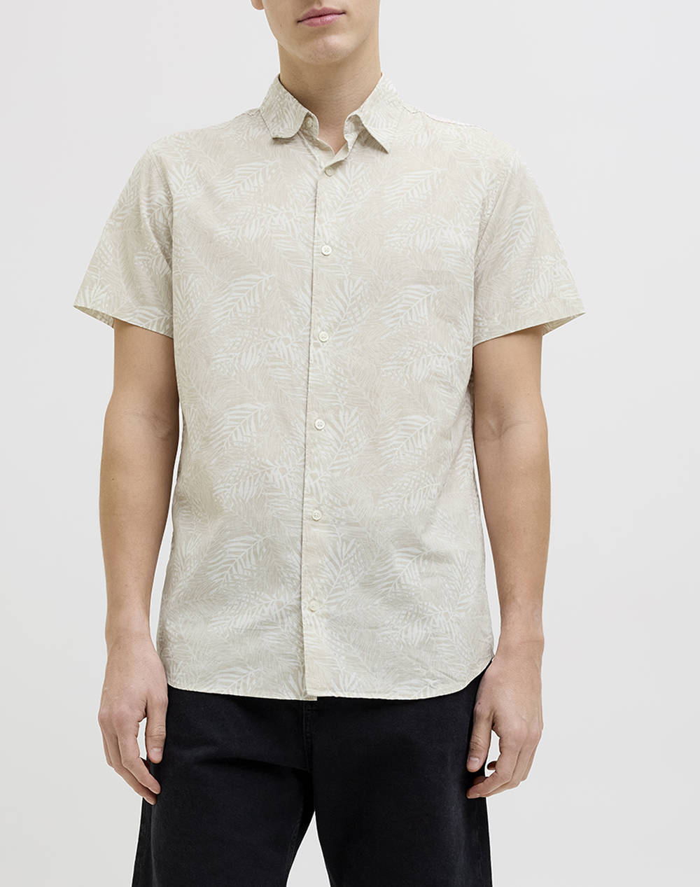 JJ REBEL JJREBEL JREBVERDANT POPLIN SHIRT SS 12270271-Moonbeam Biege