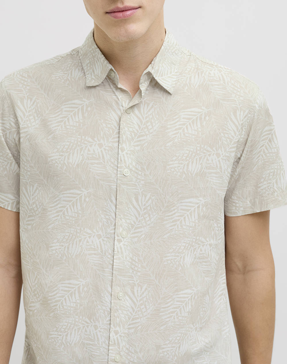 JJREBEL JREBVERDANT POPLIN SHIRT SS 12270271-Moonbeam Biege φωτογραφία