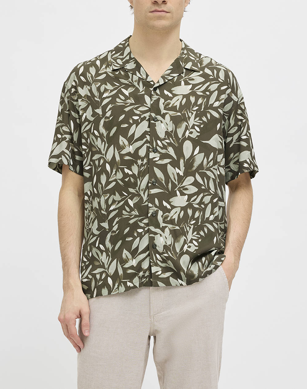 JJ REBEL JREBBERN RESORT SHIRT SS 12270270-Beetle DarkGreen