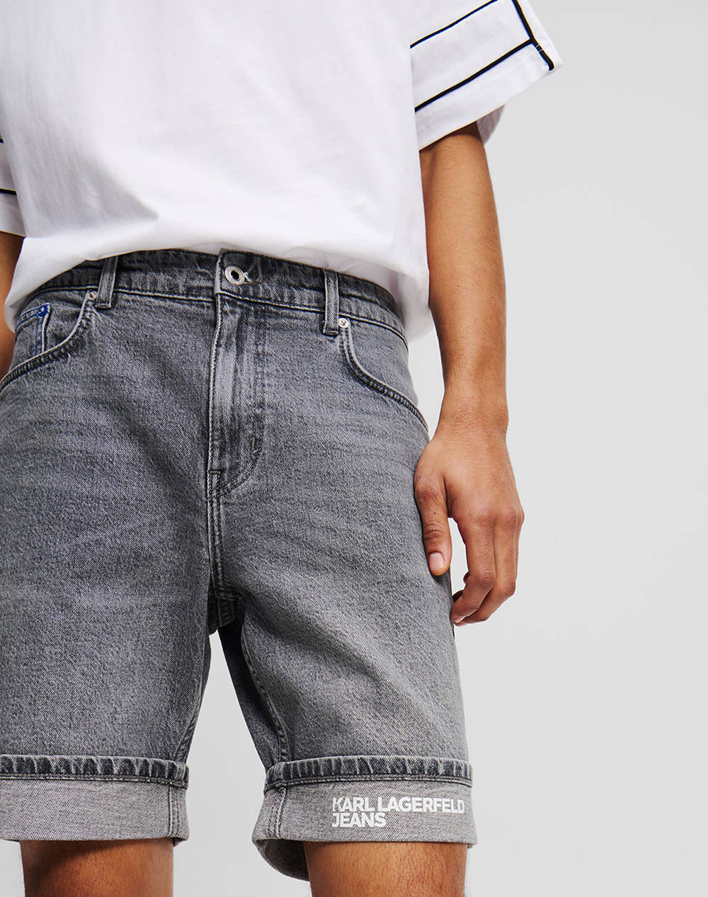 Karl Lagerfeld Jeans Klj Slim Short Denim A2M10082-1Ch Denimgray ανδρικά ρούχα Σορτς Βερμουδες Politikos Shop Πολιτικός