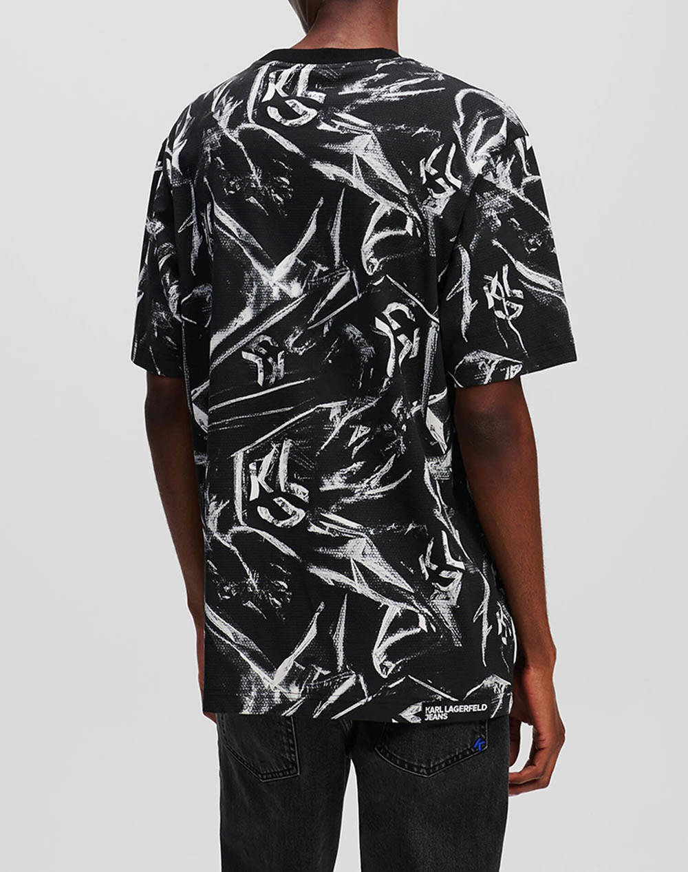 KARL LAGERFELD JEANS KLJ RELAXED SS AOP TEE A1M17050-1JP Black φωτογραφία