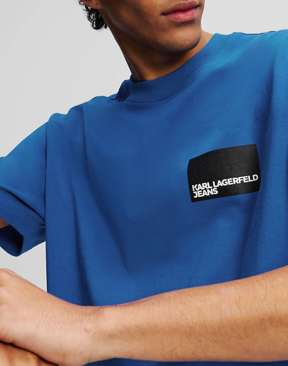 Karl Lagerfeld Jeans Klj Reg Ss Box Logo Tee A1M17001-1Aa Blue ανδρικά ρούχα μπλούζες T-Shirt Politikos Shop Πολιτικός