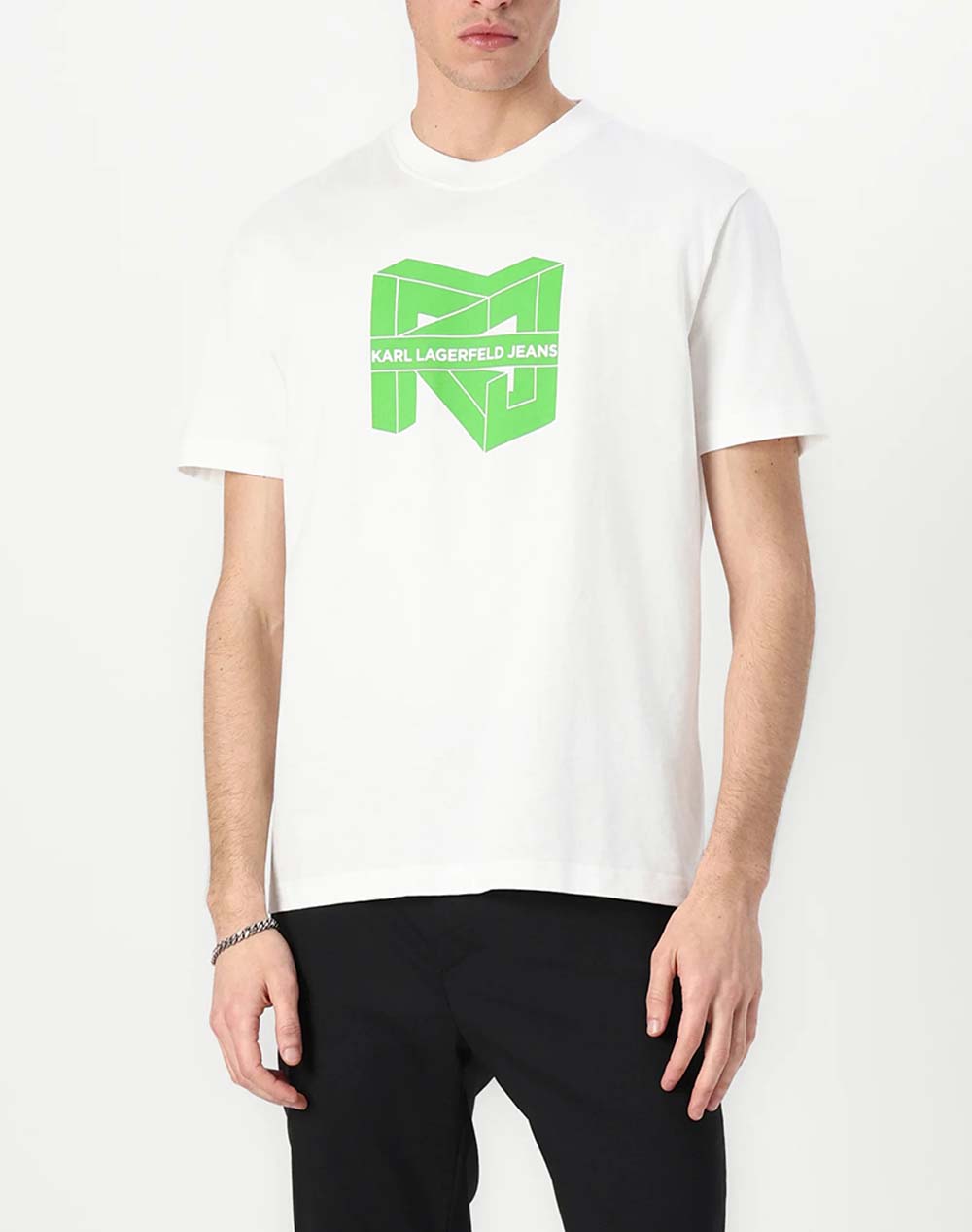 KARL LAGERFELD JEANS KLJ REG SS CUBE LOGO TEE A2M17037-100 White