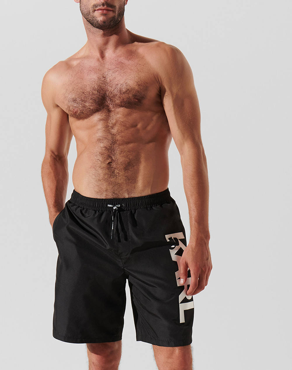 KARL LAGERFELD LOGO LONG BOARDSHORTS A1M46009-999 Black φωτογραφία