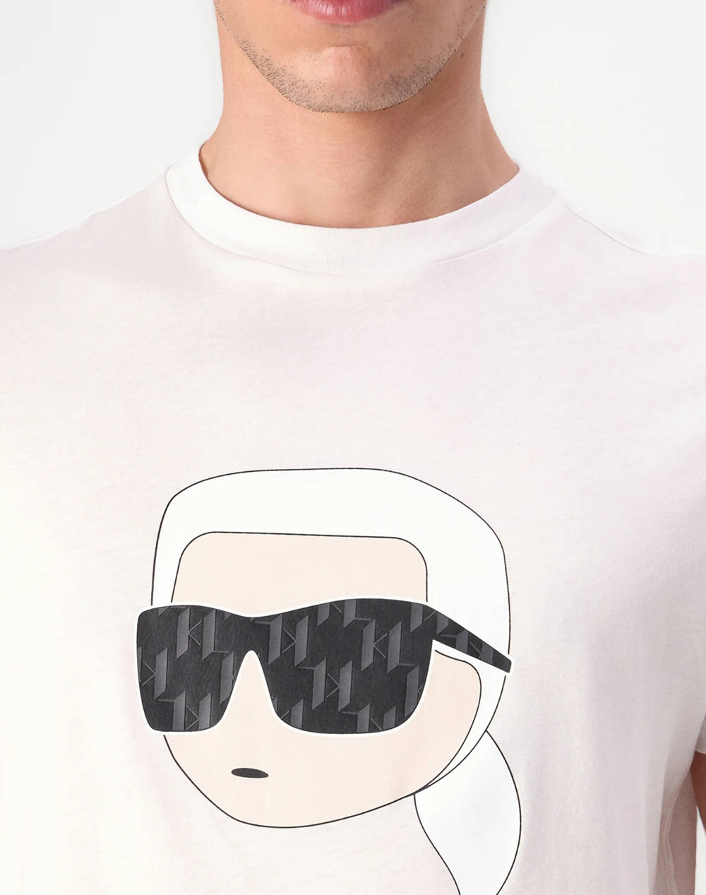 Karl Lagerfeld T-Shirt Crewneck 755073-552251-10 White ανδρικά ρούχα μπλούζες Politikos Shop Πολιτικός
