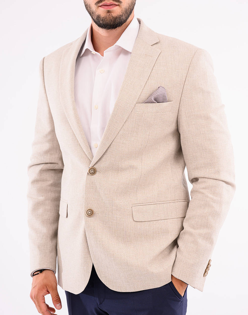 LEXTON LEXTON ΣΑΚΑΚΙ 08.35.MIX LINEN JACKET-BEIGE Biege