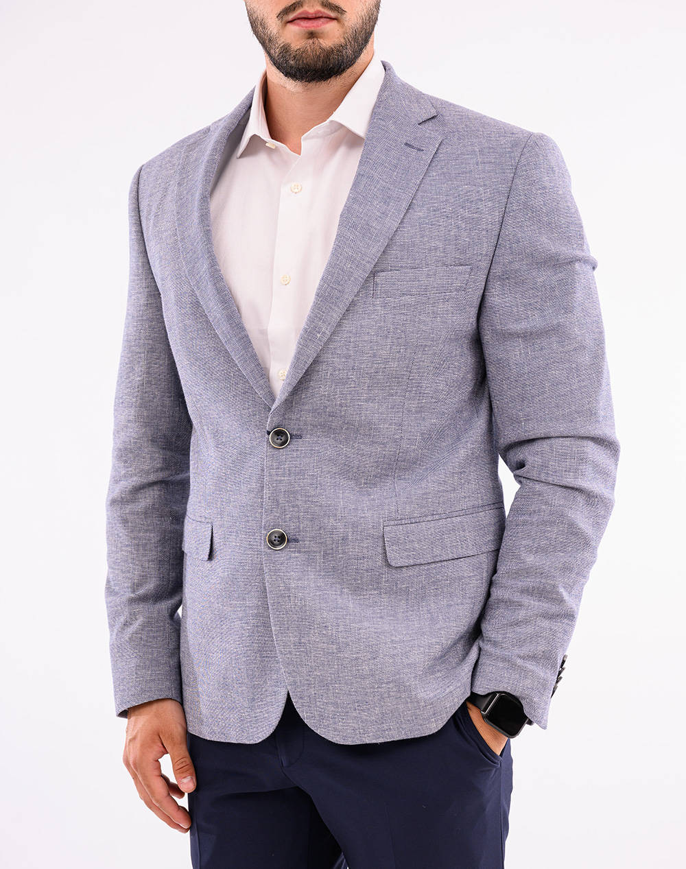 LEXTON ΣΑΚΑΚΙ 08.35.MIX LINEN JACKET-NAVY NavyBlue