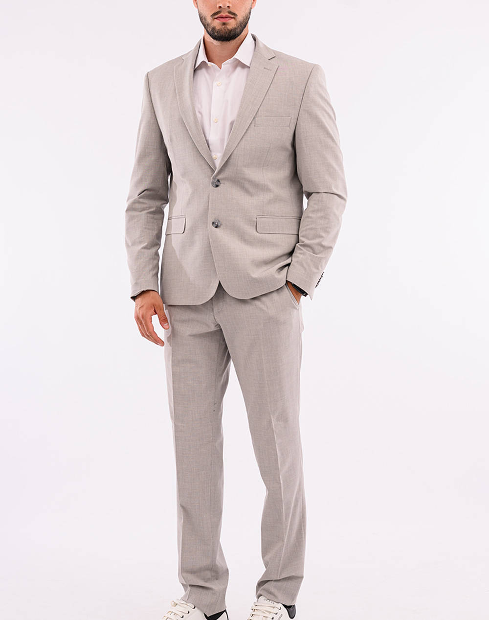 LEXTON KΟΥΣΤΟΥΜΙ 06.35.WOOL MIX REG SUIT-STONE MEL. LightGray