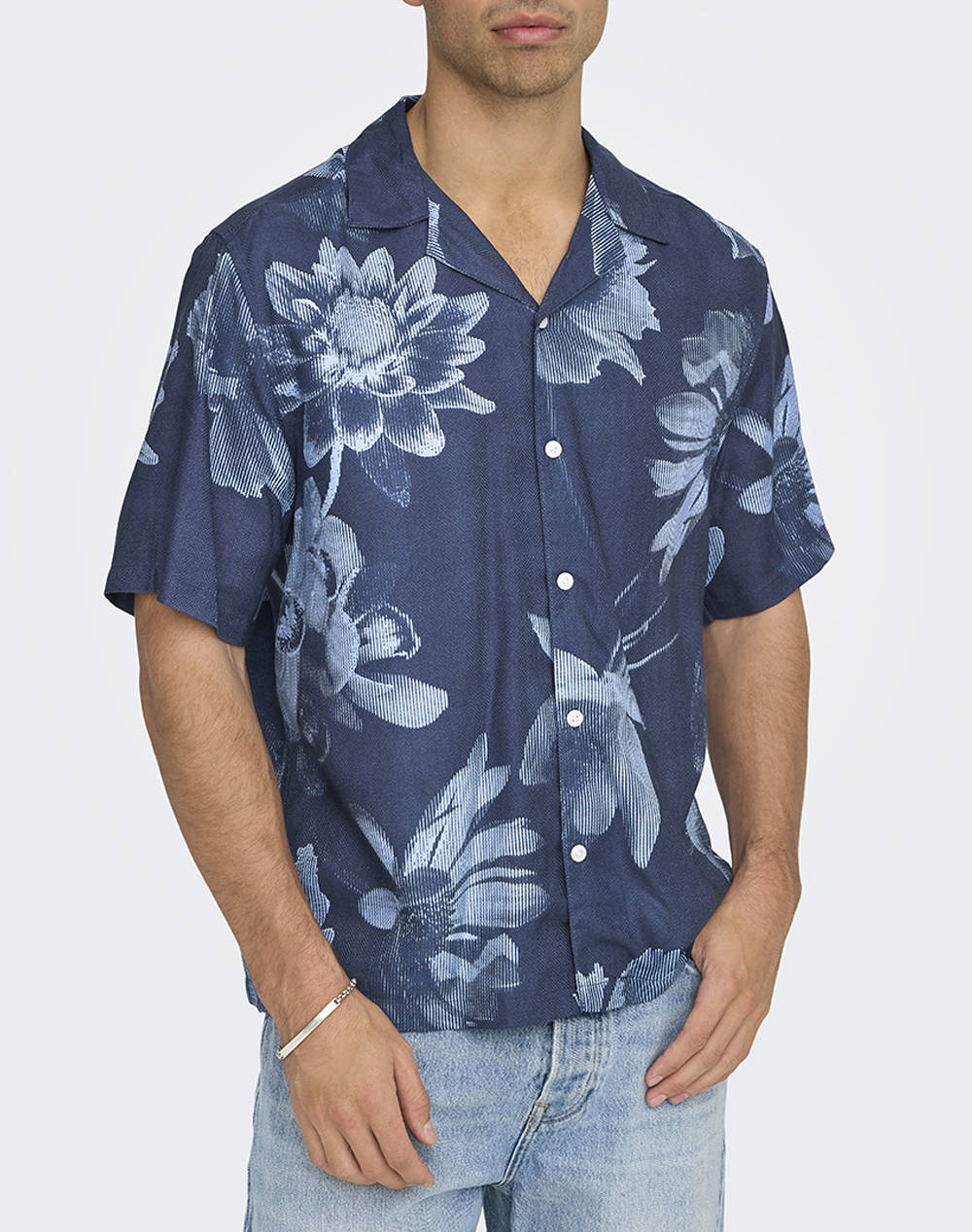 ONLY&SONS ONLY&SONS ONSROCKET REG SS RESORT AOP SHIRT 22032640-Powder BlueVintageIndigo DarkBlue
