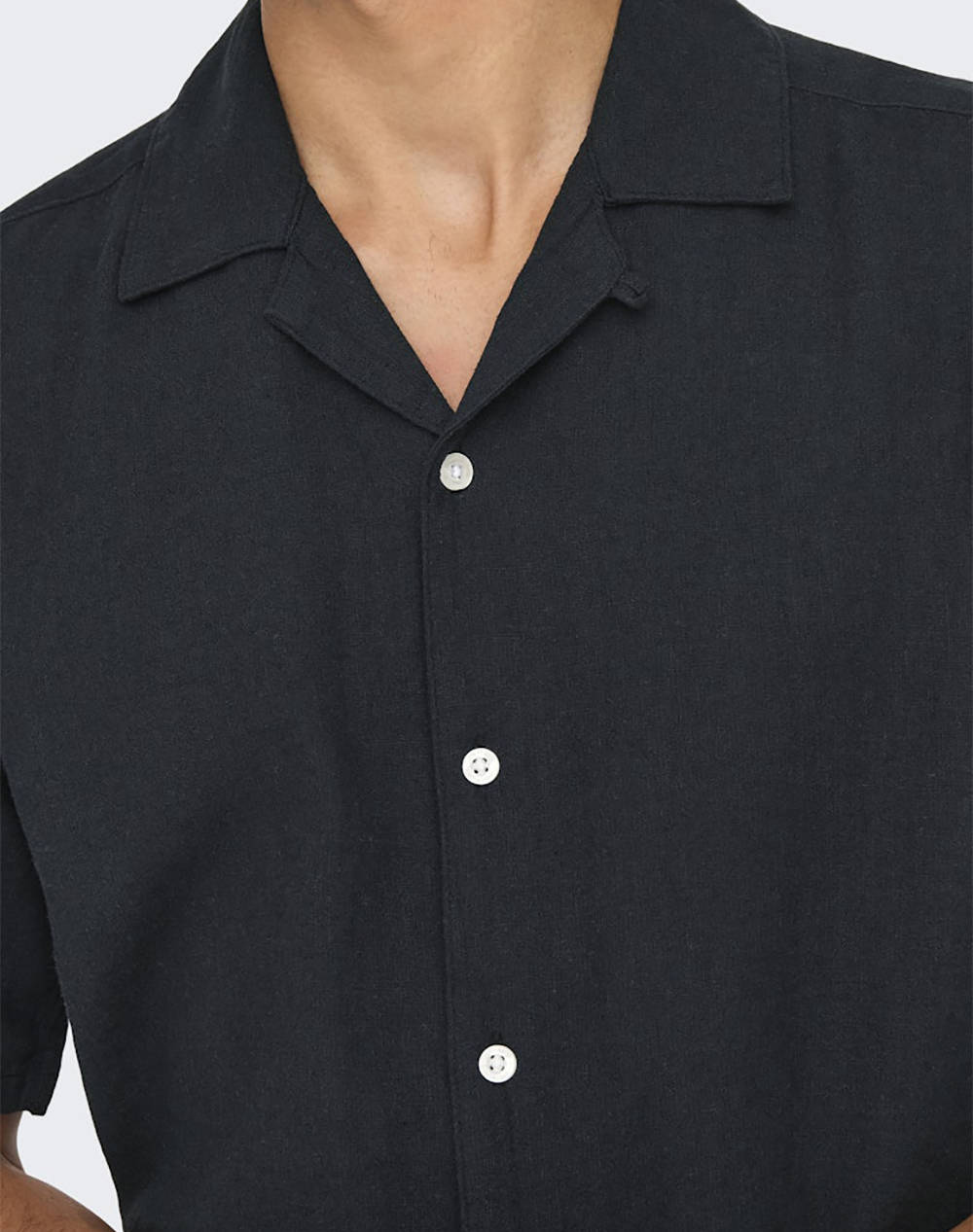 ONLY&SONS ONSCAIDEN LIFE SS SOLID RESORT LINENNOOS 22025116-BLACK Black φωτογραφία