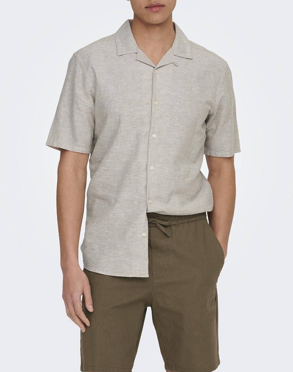 ONLY&SONS ONLY&SONS ONSCAIDEN LIFE SS SOLID RESORT LINENNOOS 22025116-Chinchilla LightGray