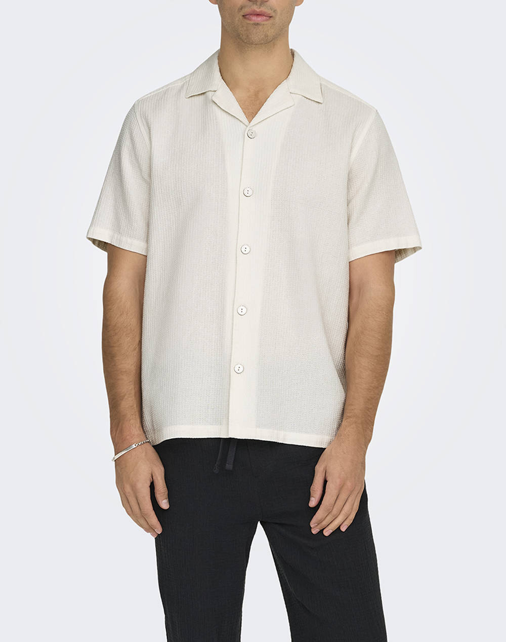 ONLY&SONS ONLY&SONS ONSBERTIL WAFFLE SS RESORT SHIRT 22032054-Cloud Dancer White