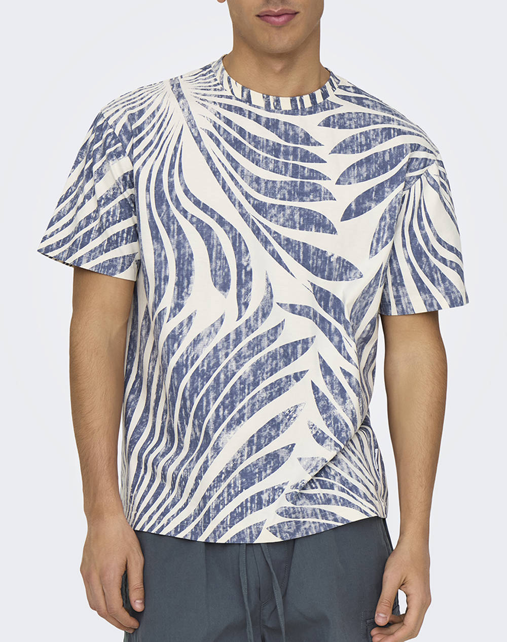 ONLY&SONS ONLY&SONS ONSZEKE LIFE REG WASHED SS AOP TEE 22032967-EgretVINTAGEINDIGO Multi