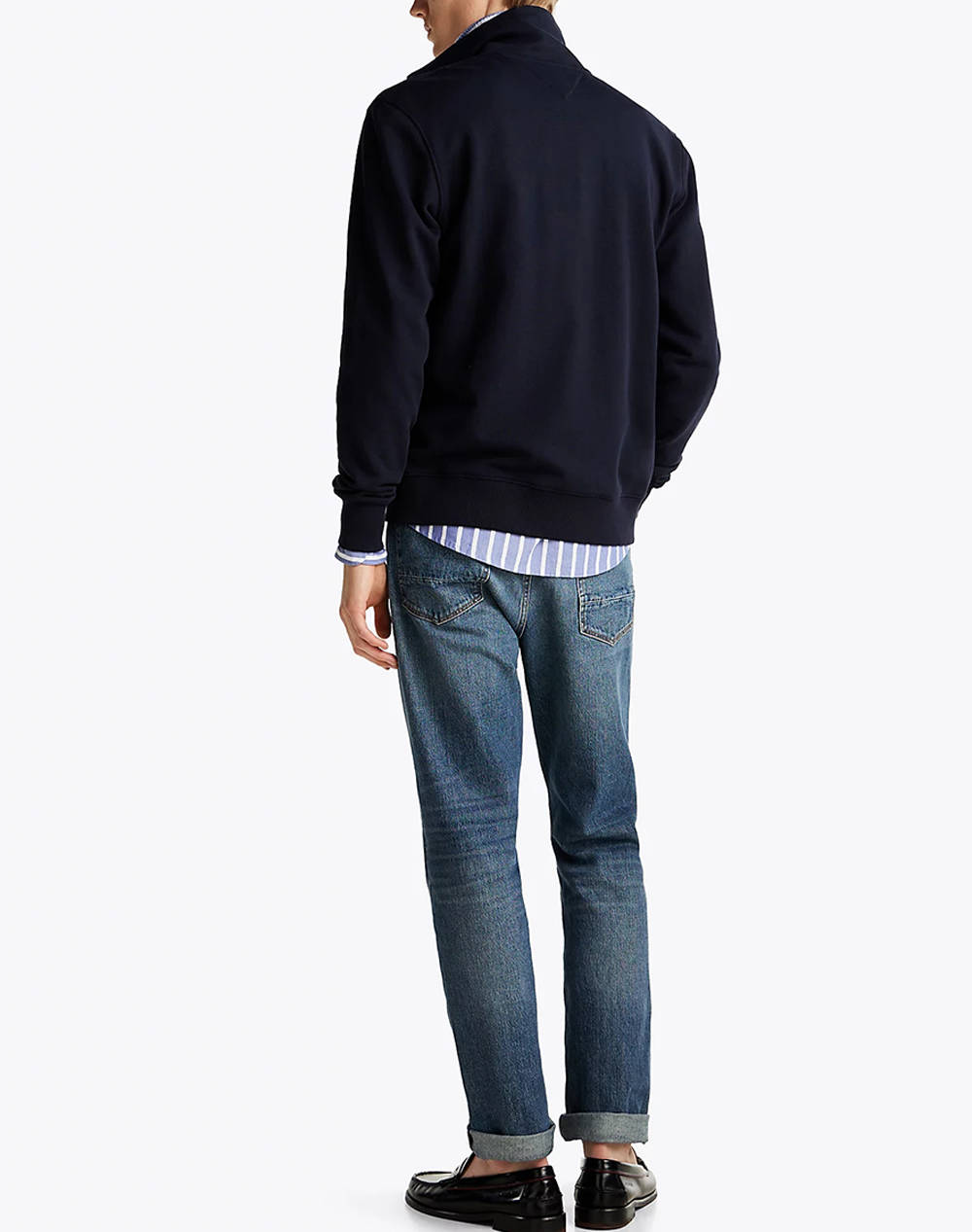 TOMMY HILFIGER ESSENTIAL TERRY ZT STAND COLLAR MW0MW38084-DW5 DarkBlue φωτογραφία