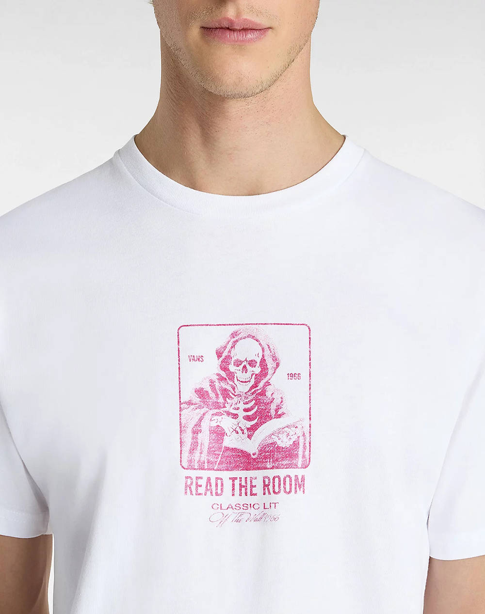 Vans Read The Room Ss Vn000M3Vwht1-Vnwht White ανδρικά ρούχα μπλούζες T-Shirt Politikos Shop Πολιτικός