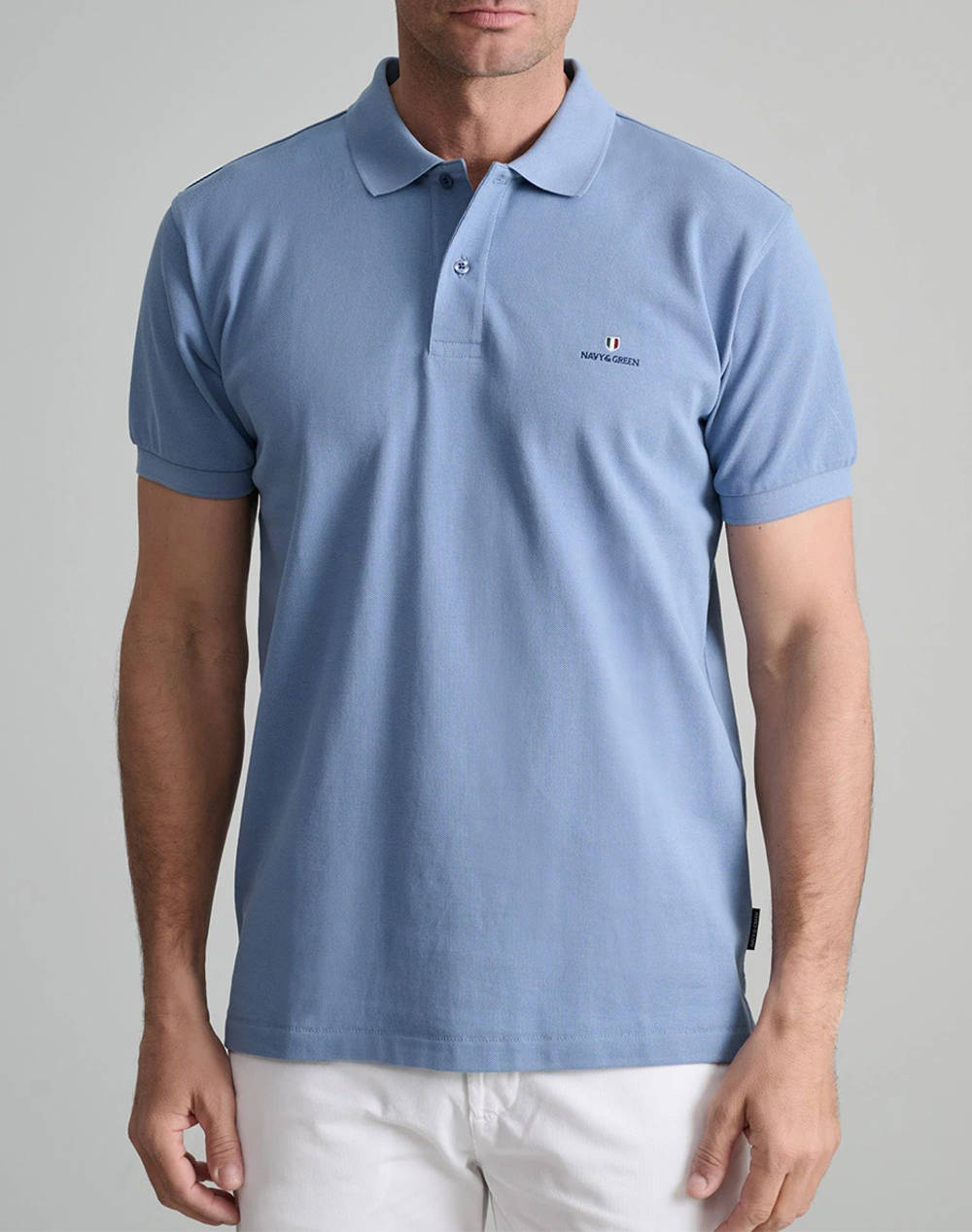 NAVY&GREEN NAVY&GREEN ΜΠΛΟΥΖΑΚΙ ΠΟΛΟ M/ΧΡΩΜΟ, CUSTOM FIT 24GE.300.8-FADED DENIM BLUE DenimBlue