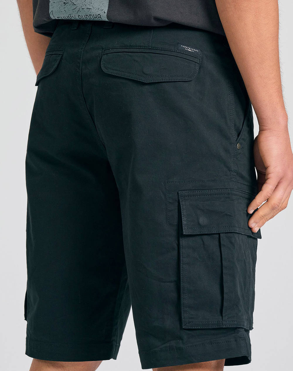 FUNKY BUDHA Ανδρική Βερμούδα Cargo FBM011-002-03-BLACK Black φωτογραφία