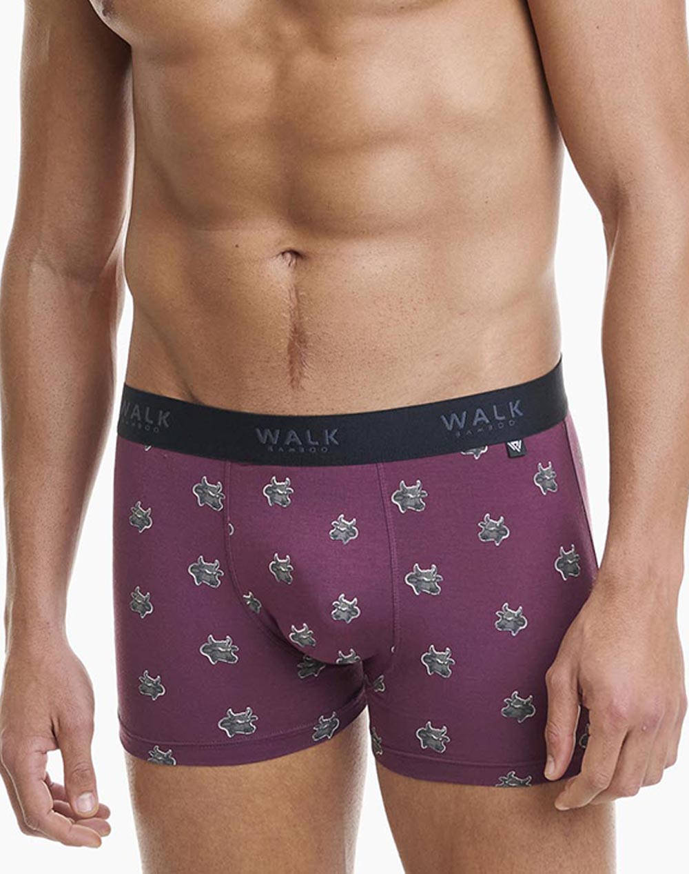 WALK ΑΝΔΡΙΚΟ ΜΠΟΞΕΡ BAMBOO ΜΕ ΣΧΕΔΙΟ BULLS W1770-70-MULTI Bordeux