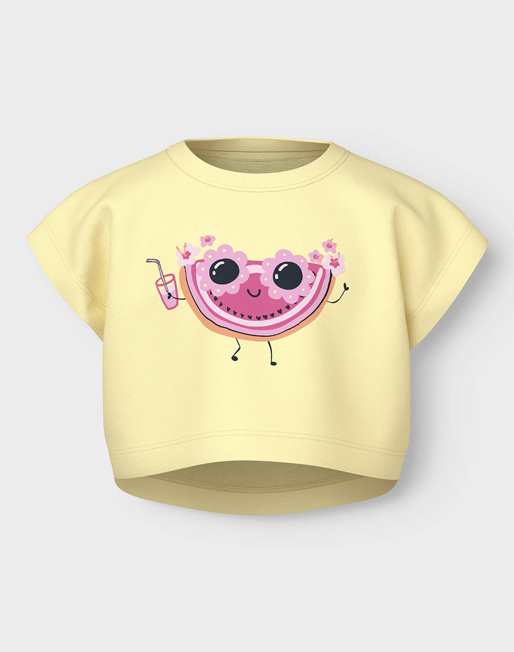 NAME IT NMFVILMA CAPSL CROP TOP 13228148-Pastel YellowWatermelon Yellow