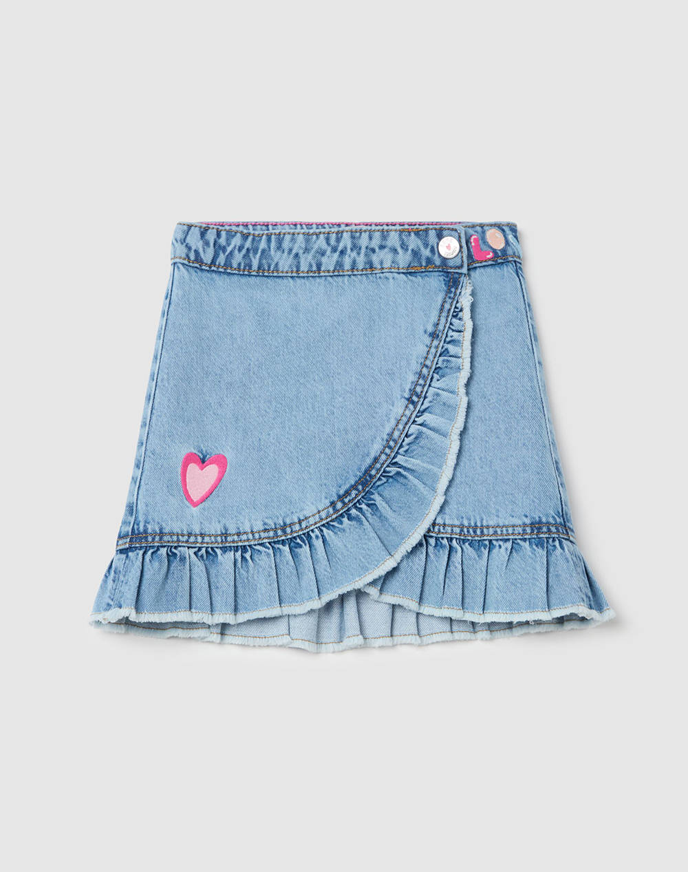 OVS OVS DENIM SKIRT W/EMBRO 2203324-MEDIUM BLUE LightBlue
