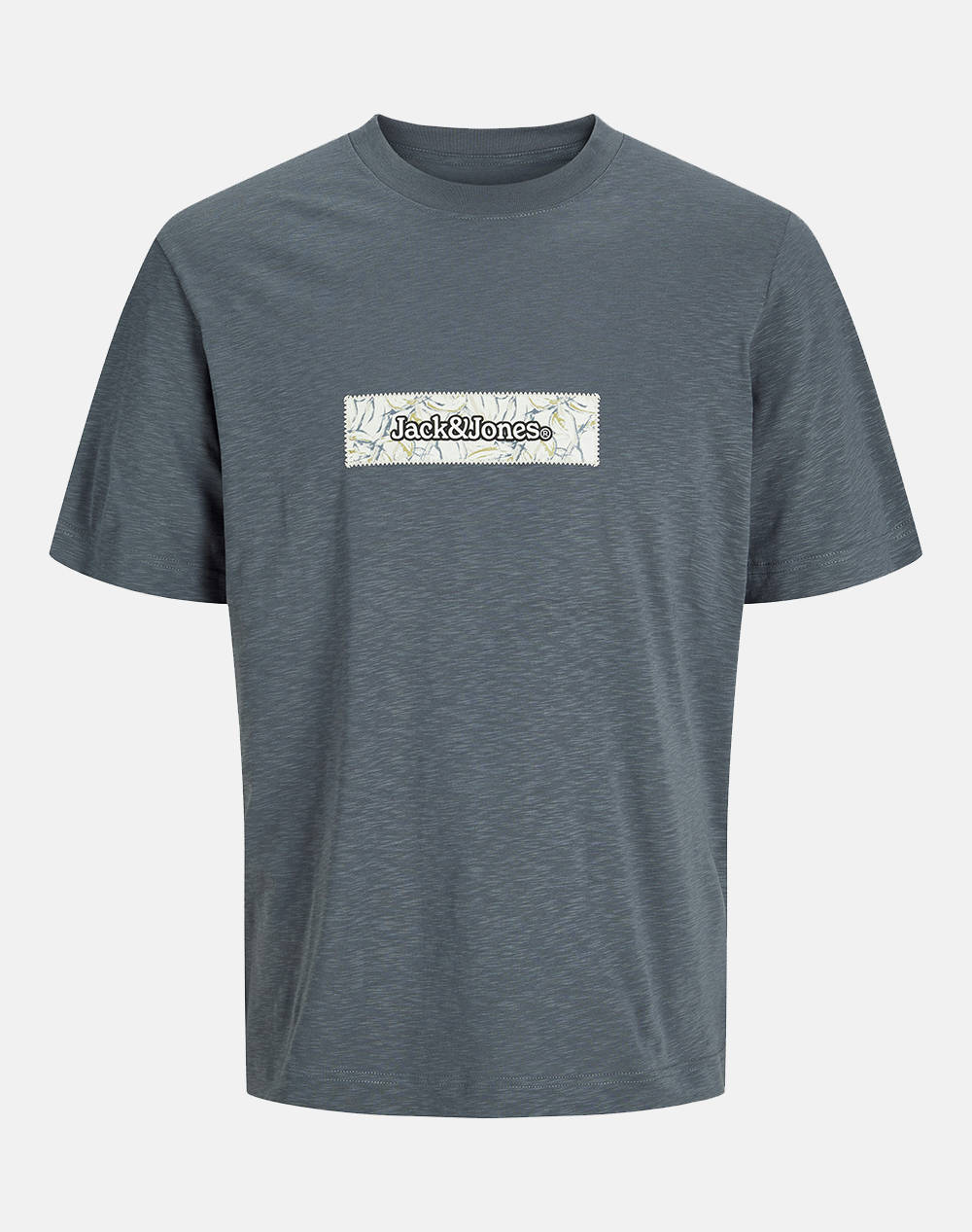 JACK&JONES JORSPLIT AOP BRANDING TEE SS CREW JNR 12274901-Stormy Weather Gray