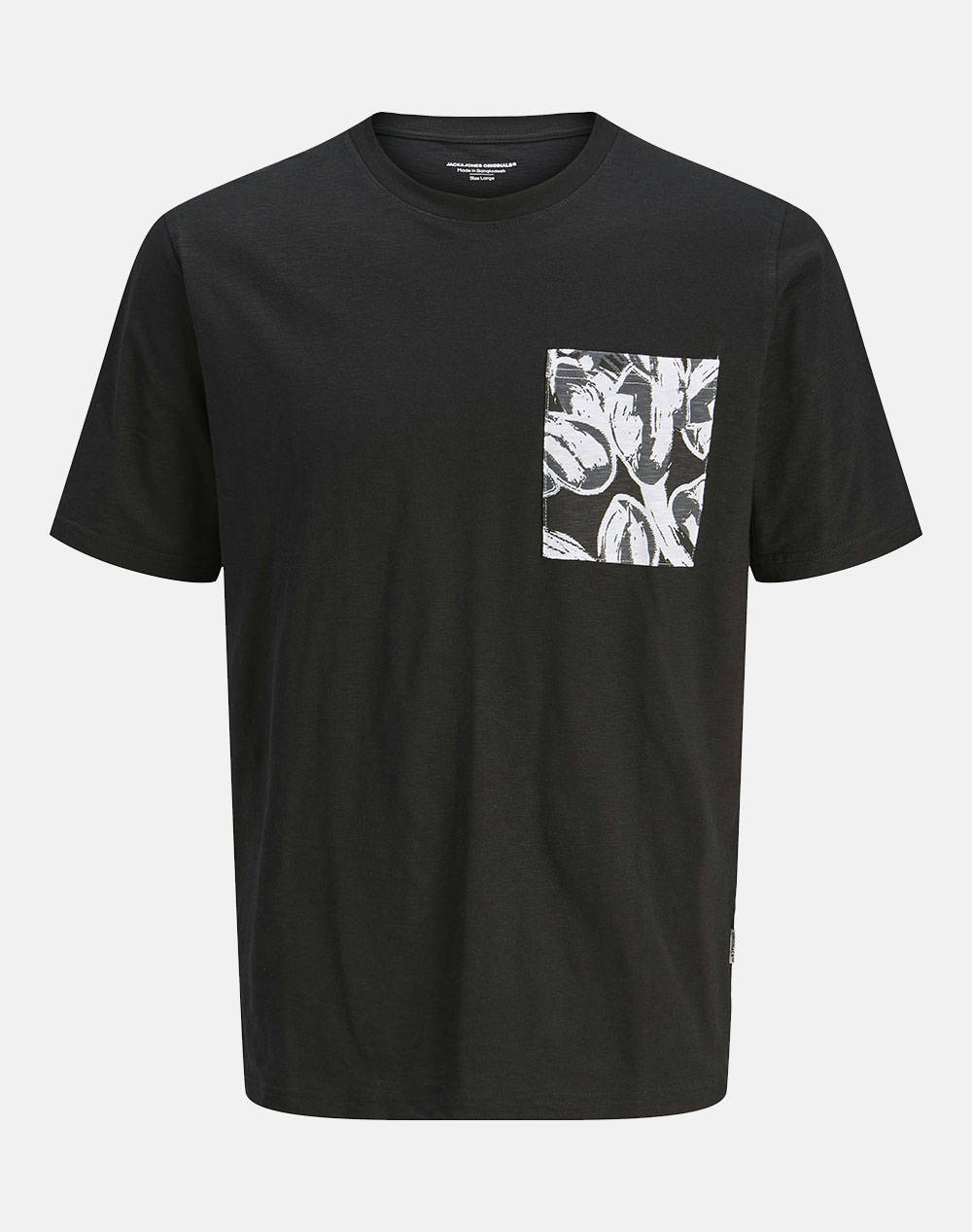 JACK&JONES JORSPLIT AOP POCKET TEE SS CREW NE JNR 12274919-BLACK Black