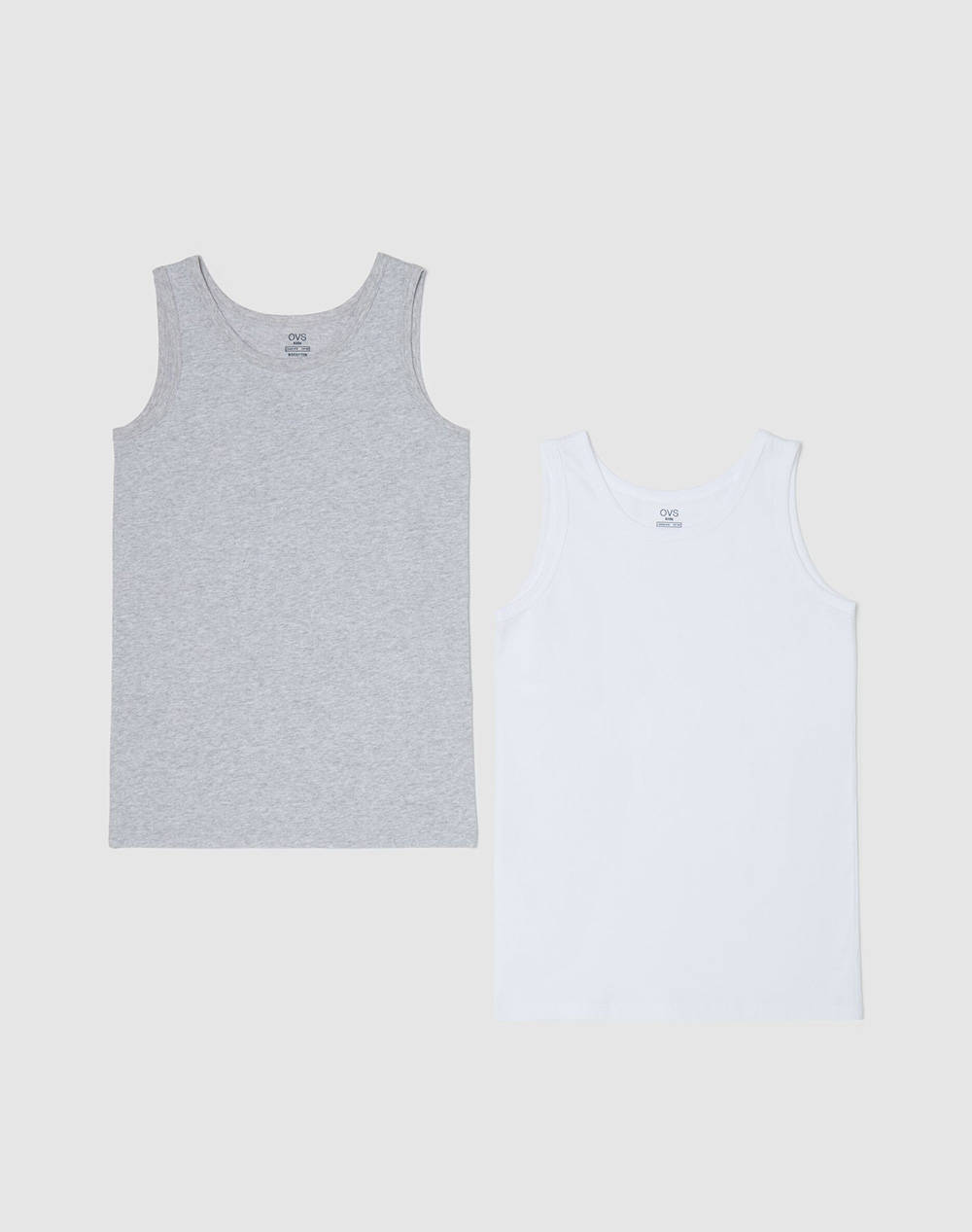 OVS OVS PK 2 VST 3/10 S/L JERSEY 2257263-WHITE/GREY Multi