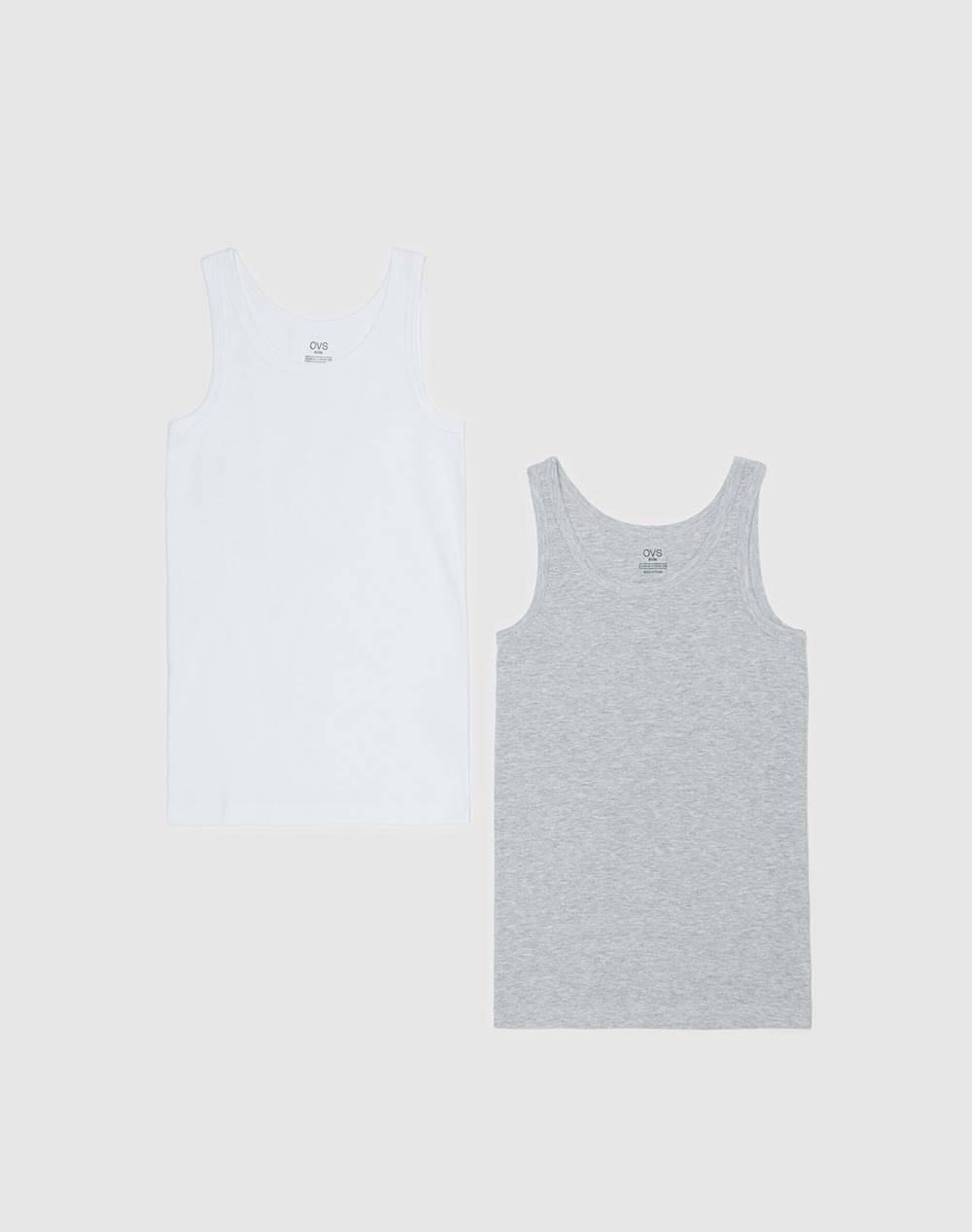 OVS OVS PK 2 SINGLET SS 10/15 RIB 2257292-WHITE/GREY Multi