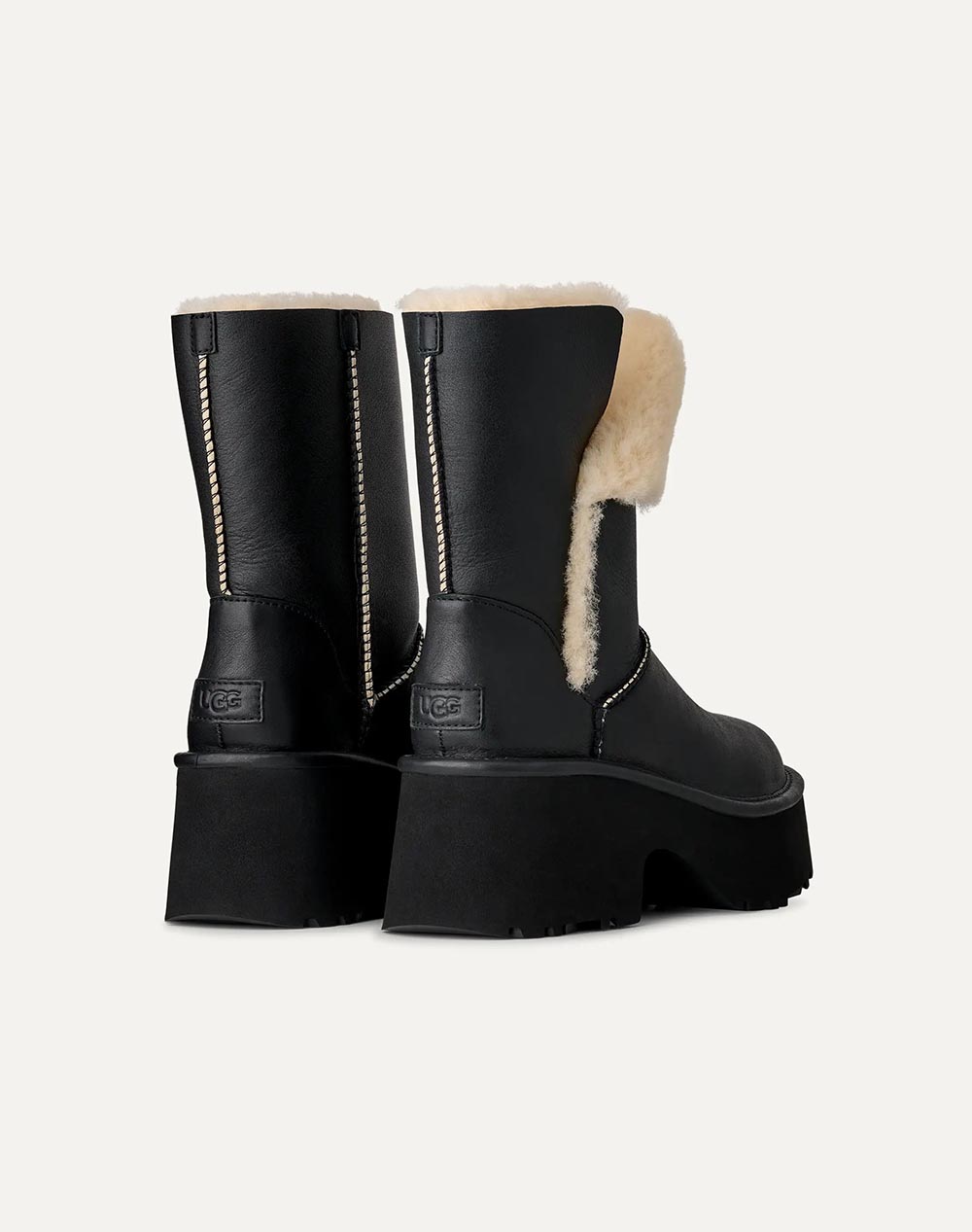Ugg 1172590 New Heights Cuff Lthr Classic Tall Boot 1172590-Blk Black Γυναικεία παπούτσια Μπότες Μποτακια Politikos Shop Πολιτικός